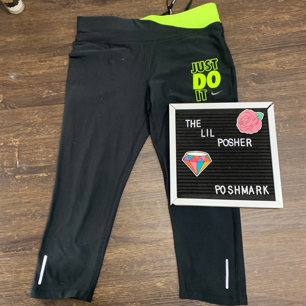 Nike just do it lime and black leggings size L